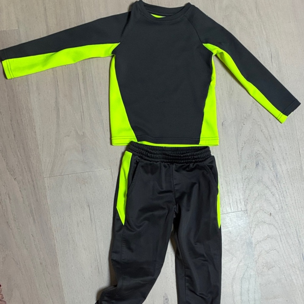 Neon Yellow and Black Kids Rashguard Set